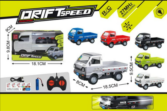 Drift Speed RC Pickup Truck – 27MHz Remote Control Car with LED Lights & USB Charge | 5 Colors | Age 3+