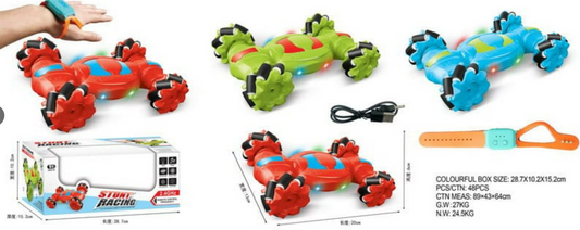 Gesture Control Stunt Racing Car – RC Twist Car with Wrist Controller & LED Lights | 3 Colors