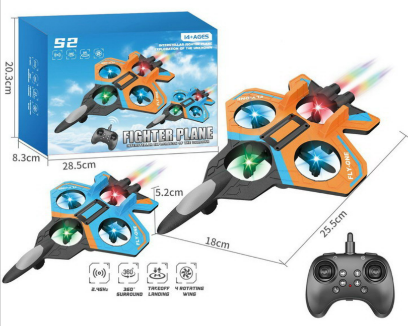 RC Fighter Plane Drone – 2.4GHz Remote Control Jet with LED Lights & 360° Stunts | Ages 14+