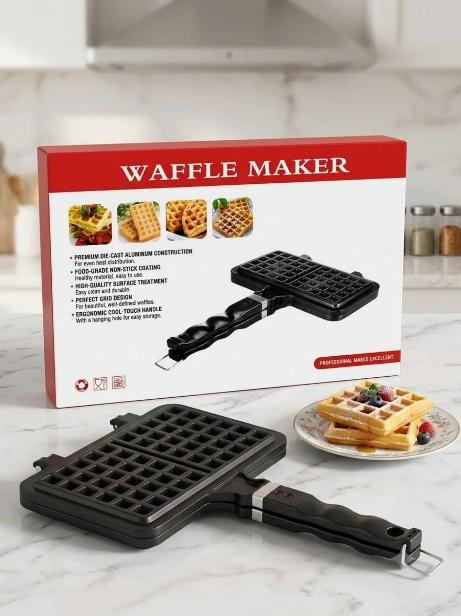 Professional Waffle Maker with Non-Stick Coating & Cool-Touch Handle