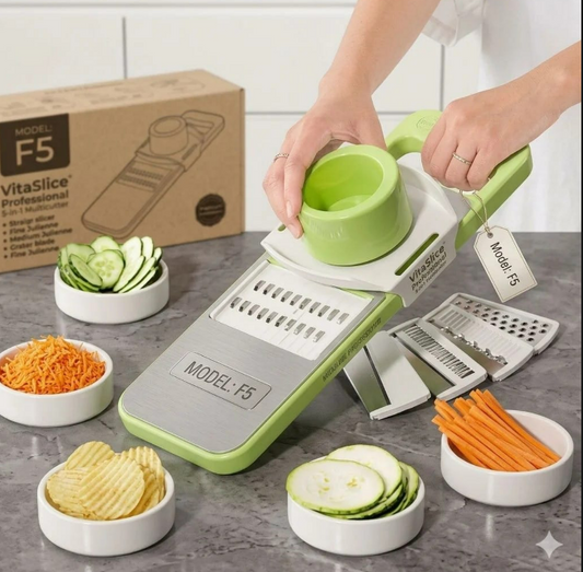 VitaSlice F5 Professional 5-in-1 Mandoline Slicer & Grater