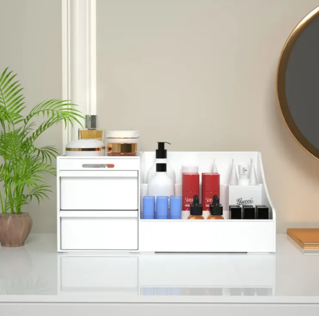 Large Makeup & Skincare Organizer with 2 Pull-Out Drawers – 3 Colors