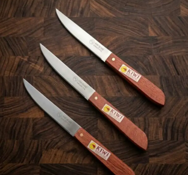 Kiwi Brand Stainless Steel Paring Knife with Rosewood Handle – Set of 3