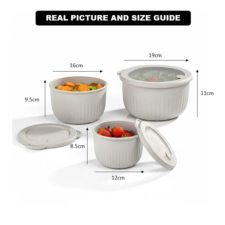 PureVent Stackable 3-Pcs Bowl Set with Vented Lid