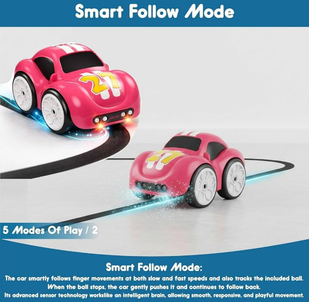Smart RC Mini Car with 5 Play Modes – Remote Control, Smart Follow & Music