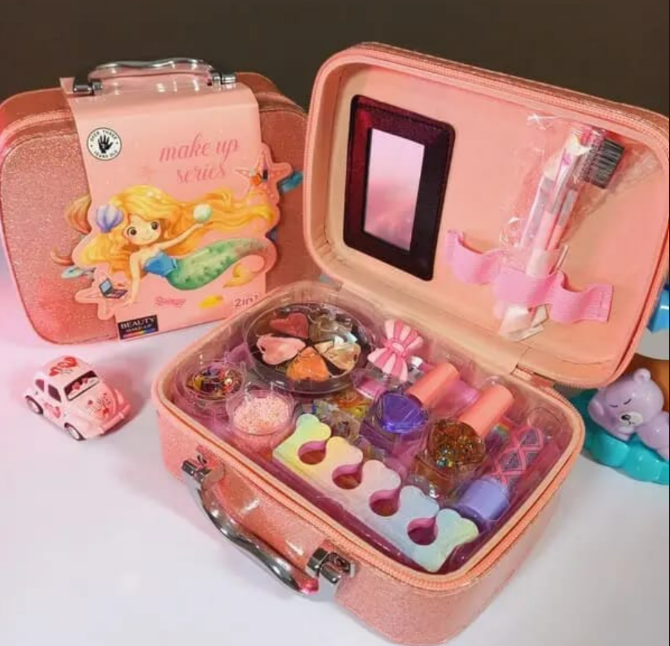 Mermaid 2-in-1 Makeup & Jewelry Set for Girls – Pink Glitter Case