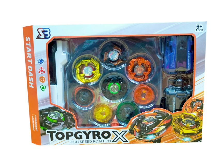 TopGyro X High Speed Rotation Beyblade Battle Set – 8 Tops & 2 Launchers