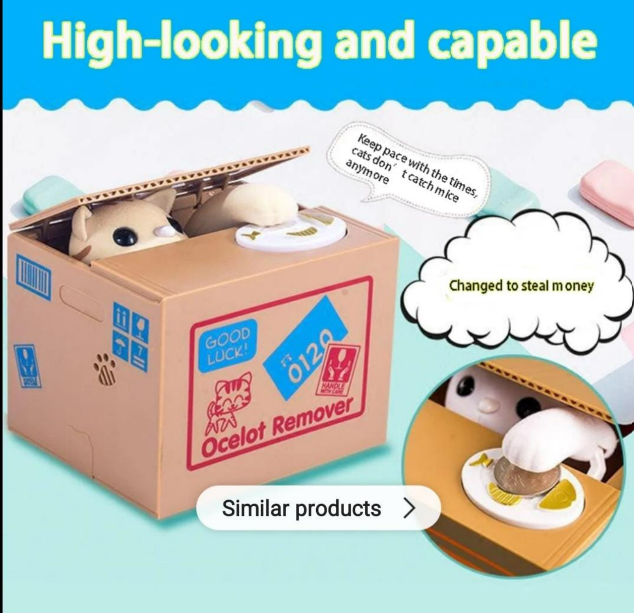 Cute Animal Coin Stealing Money Box – Interactive Piggy Bank for Kids