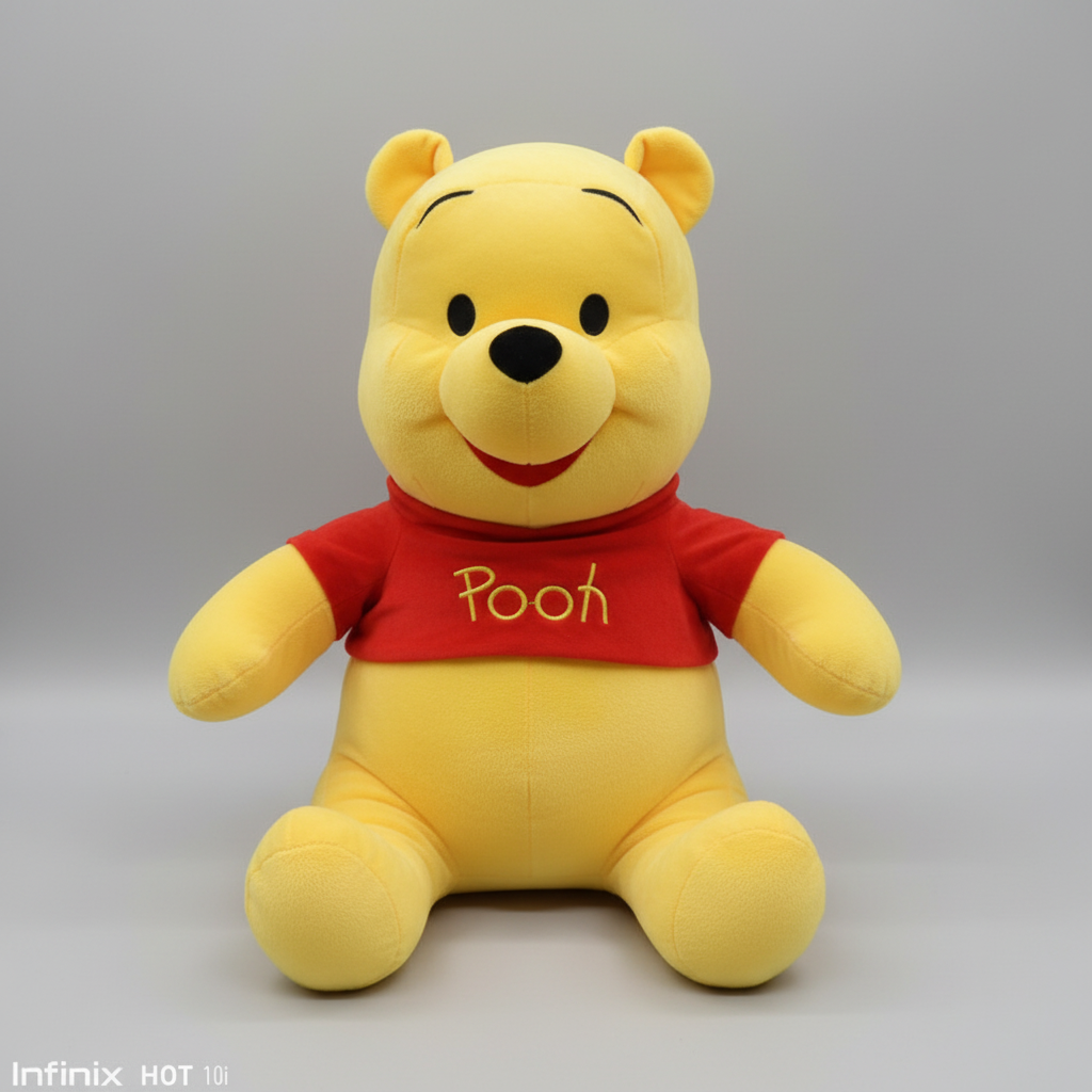 Winnie the Pooh Giant Plush Toy – Side View Sitting on Box