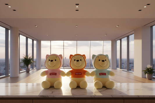 Hoodie Bear Plush Toy 60cm – Pink, Orange and Blue Soft Stuffed Bears in Hoodies