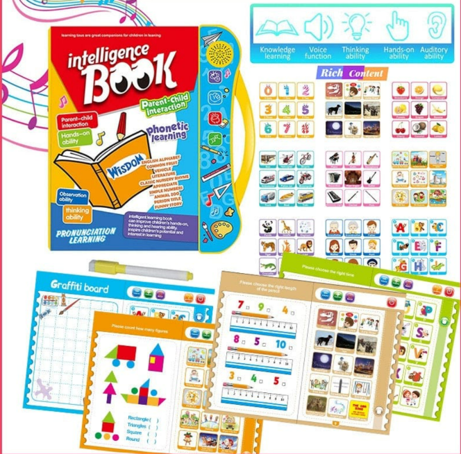 Intelligence Study Book – Interactive Phonetic Learning Book with Sound & Writing Pen | Age 3+