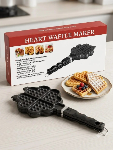 Professional Waffle Maker with Non-Stick Coating & Cool-Touch Handle