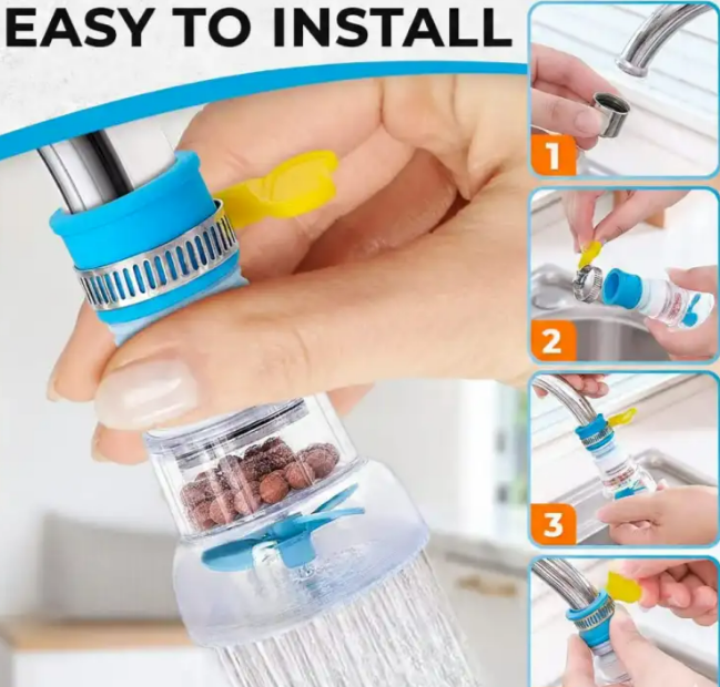 Pure Stream Enhanced Faucet Filter with Medical Mineral Stones – Easy Install
