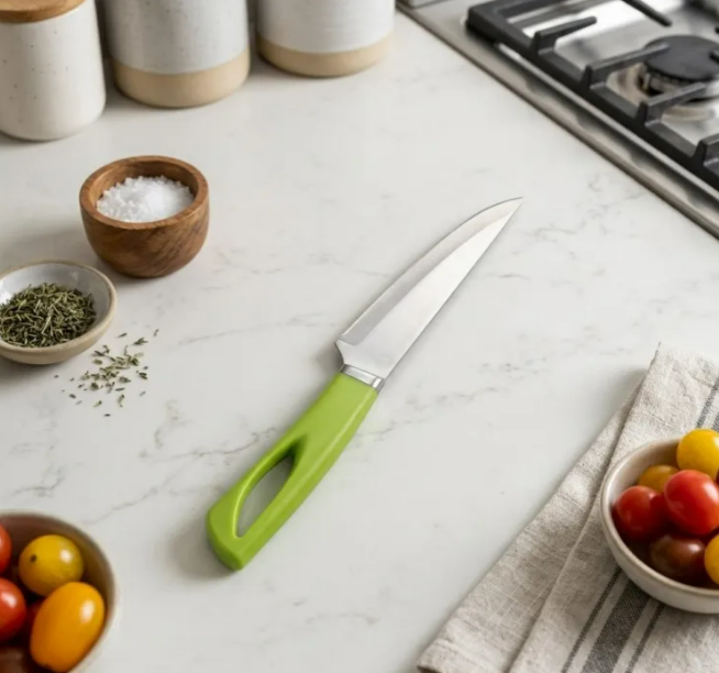 6-Piece Stainless Steel Kitchen Knife Set – Red, Purple & Green | Ergonomic Handle