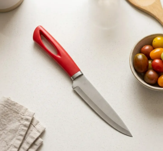 6-Piece Stainless Steel Kitchen Knife Set – Red, Purple & Green | Ergonomic Handle