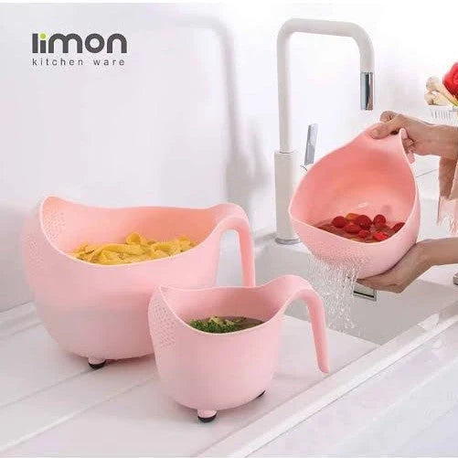 Pack of 3 Fruits and Vegetables Wash Bowl with Drainer (3035)
