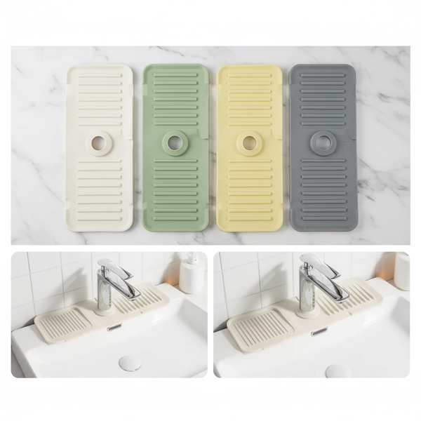Silicone Faucet Drain Mat | Sink Splash Guard | Anti-Slip Kitchen Mat
