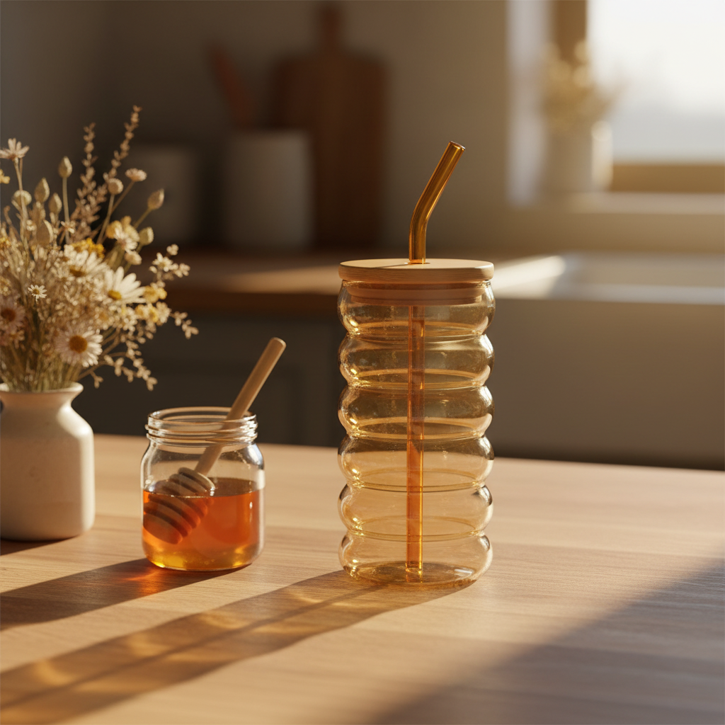 Amber Ribbed Tumbler Warm