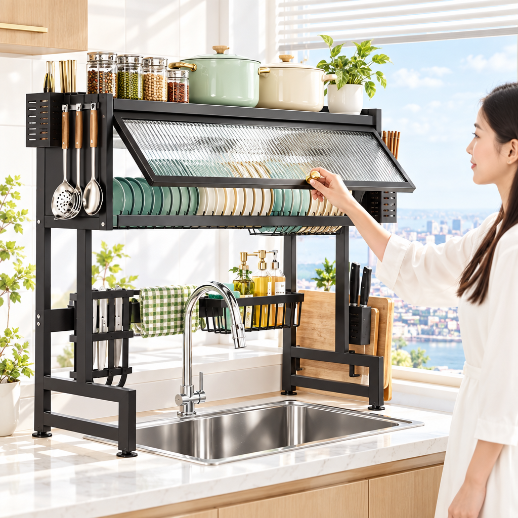 Dish Rack Flip Lid
