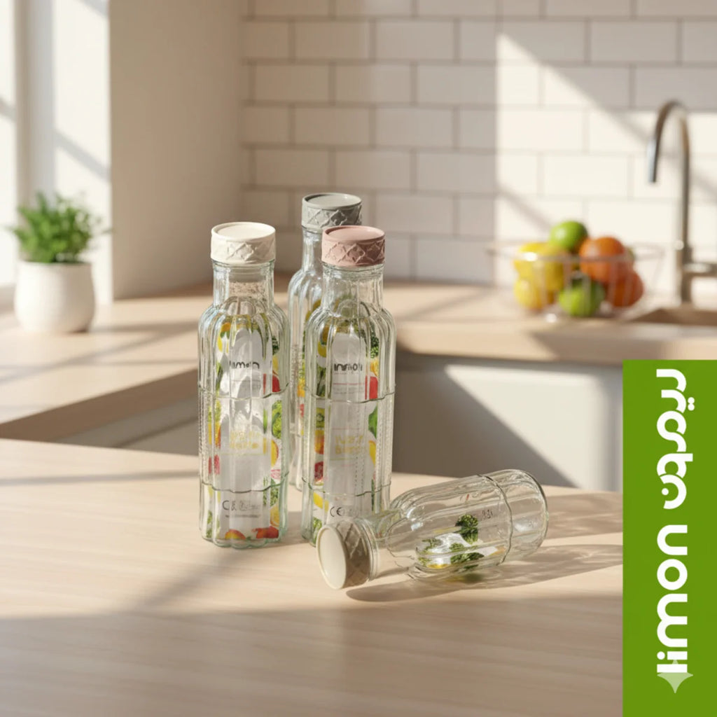 Ribbed Glass Water Bottle – 1.1 Litre