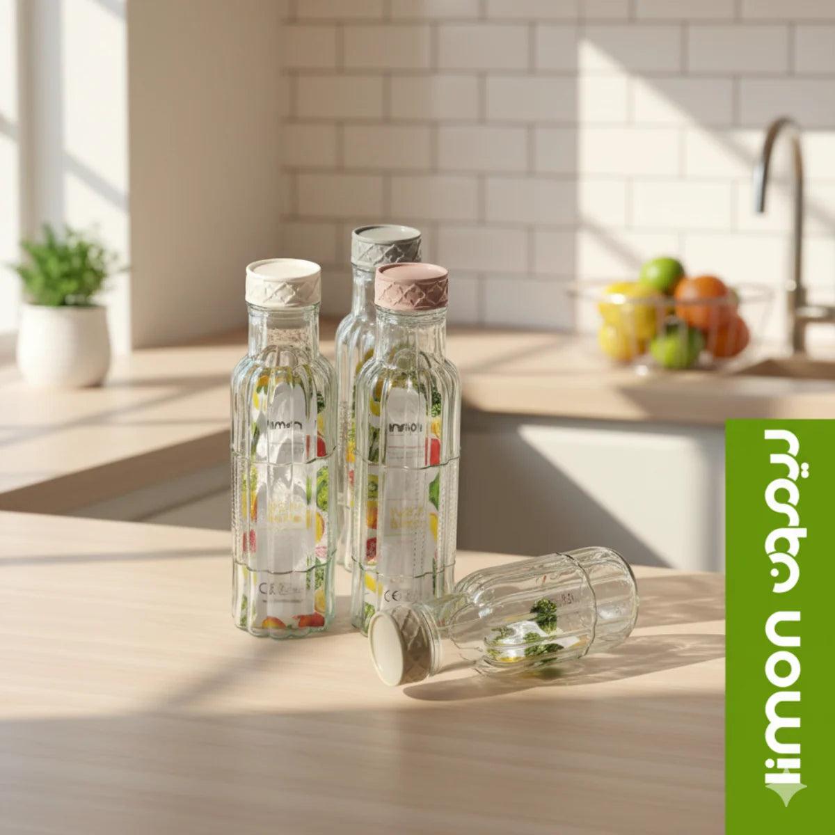 Ribbed Glass Water Bottle – 1.1 Litre
