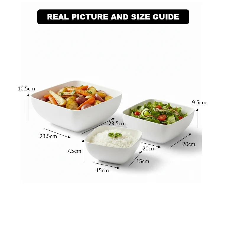 White Square Serving Bowl Set – 3 Sizes