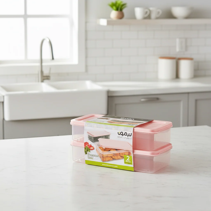 Freeze Box 2-Piece Plastic Food Storage Container Set | Fridge & Freezer Safe