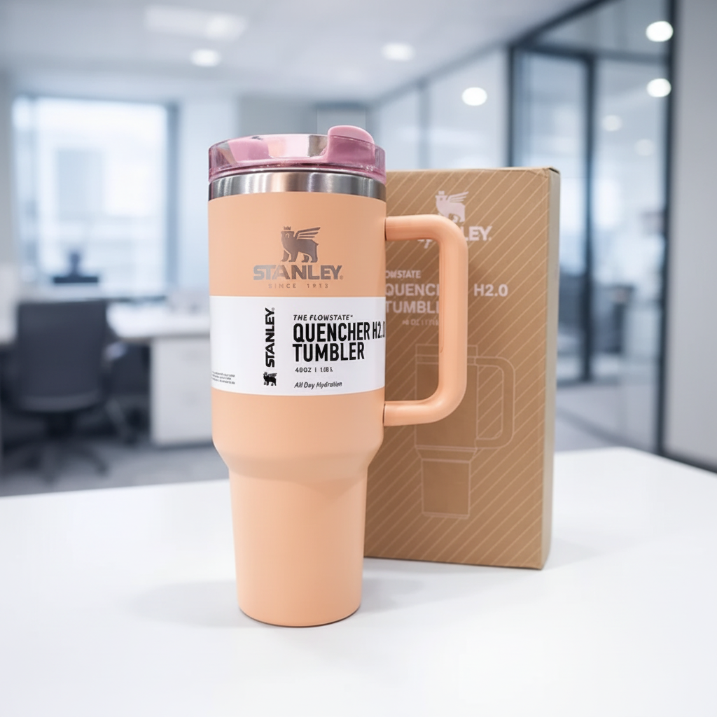 Stanley 40oz Quencher Tumbler Peach with Gift Box