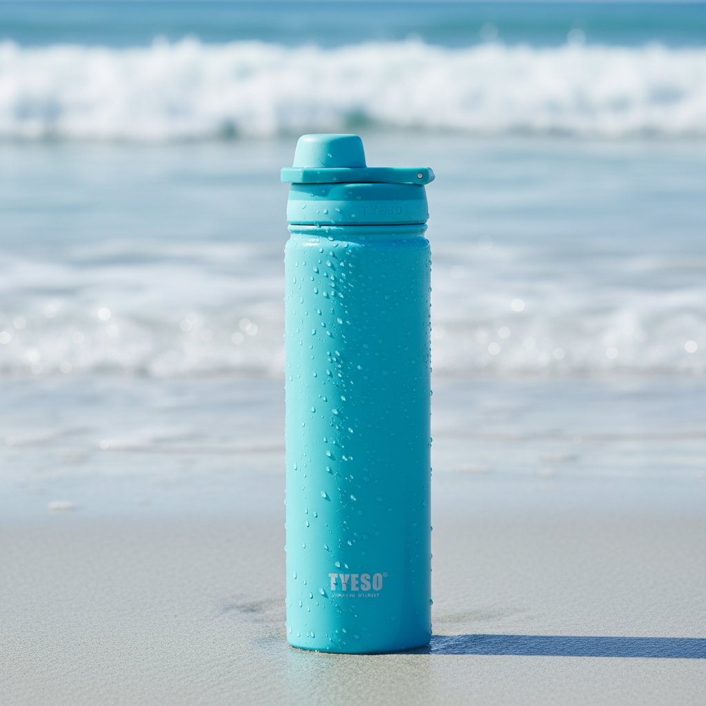 TYESO Insulated Sports Water Bottle Teal Blue lifestyle