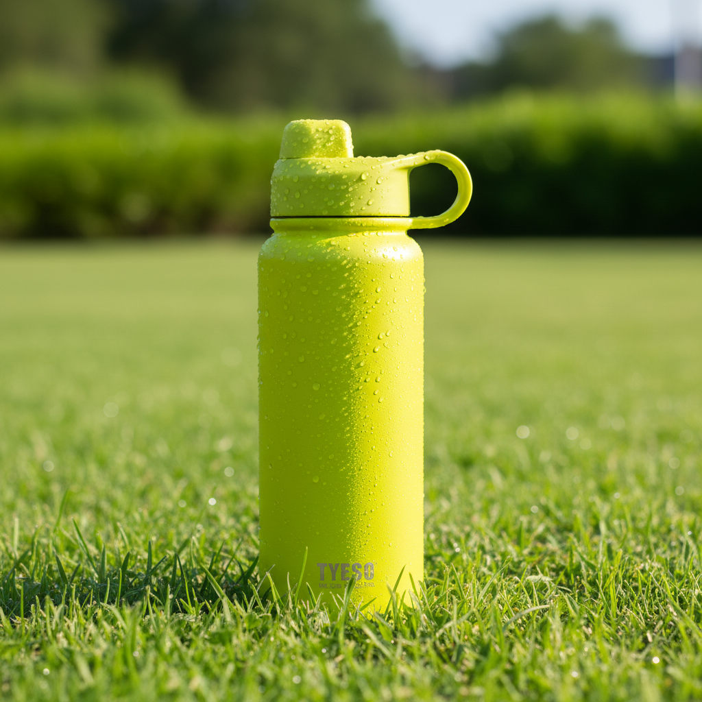 TYESO Insulated Sports Water Bottle Lime Yellow lifestyle photo