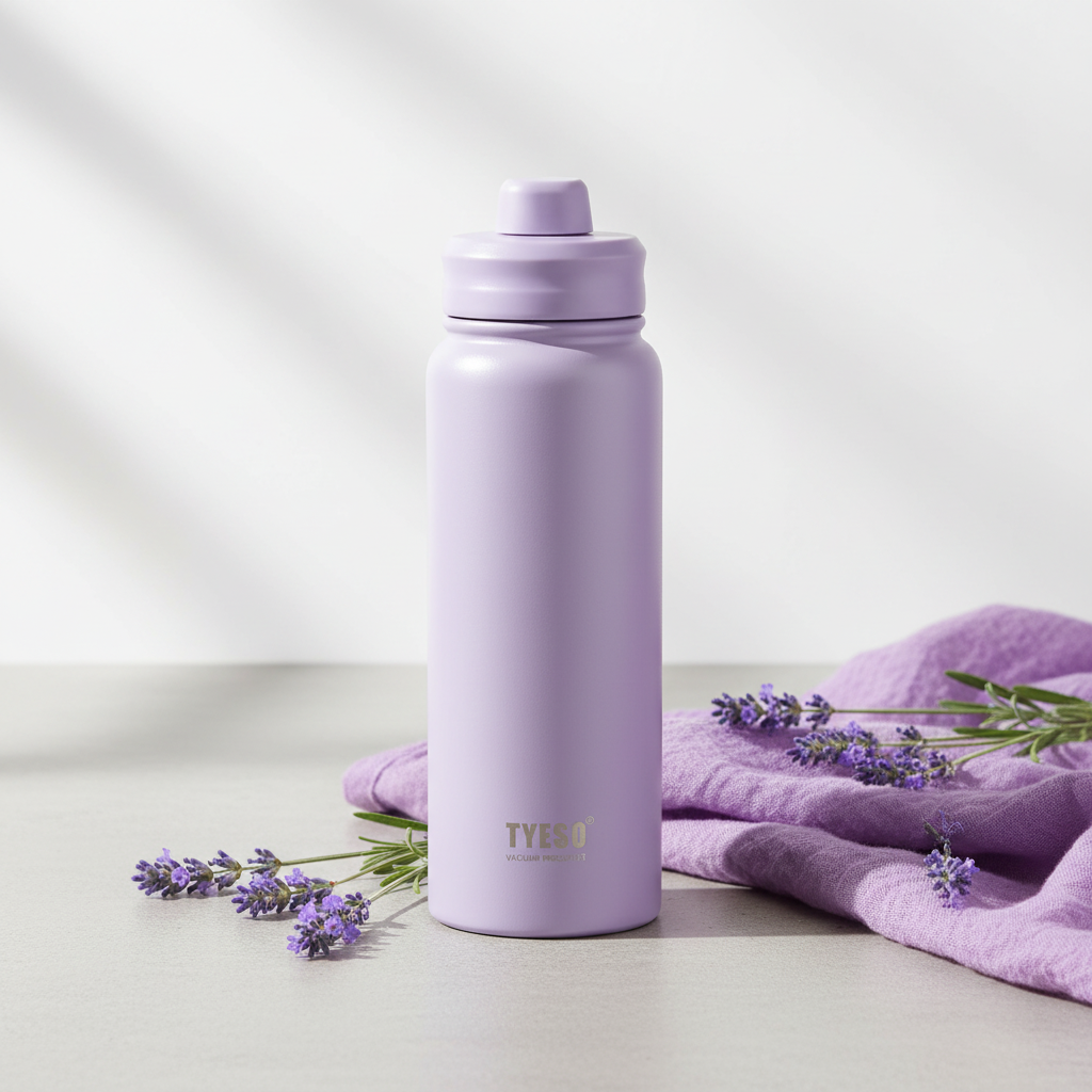 TYESO Insulated Sports Water Bottle Lavender Purple lifestyle photo
