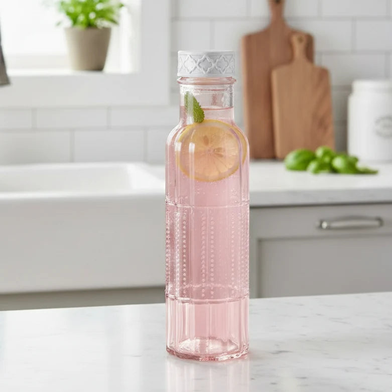 Ribbed Glass Water Bottle – 1.1 Litre