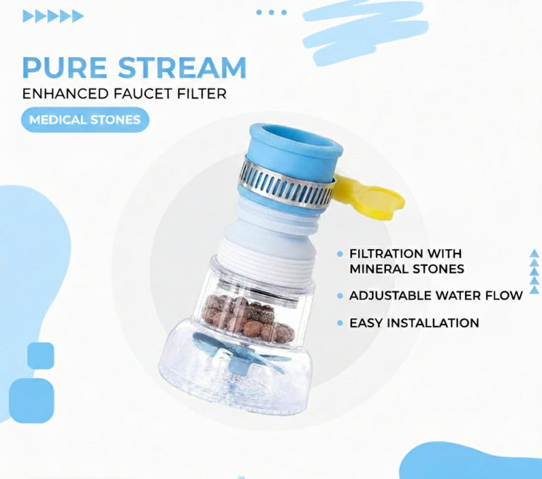 Pure Stream Enhanced Faucet Filter with Medical Mineral Stones – Easy Install