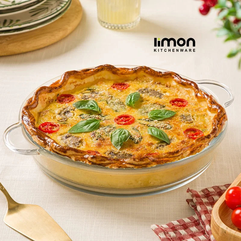 Round Glass Baking Dish with Handles