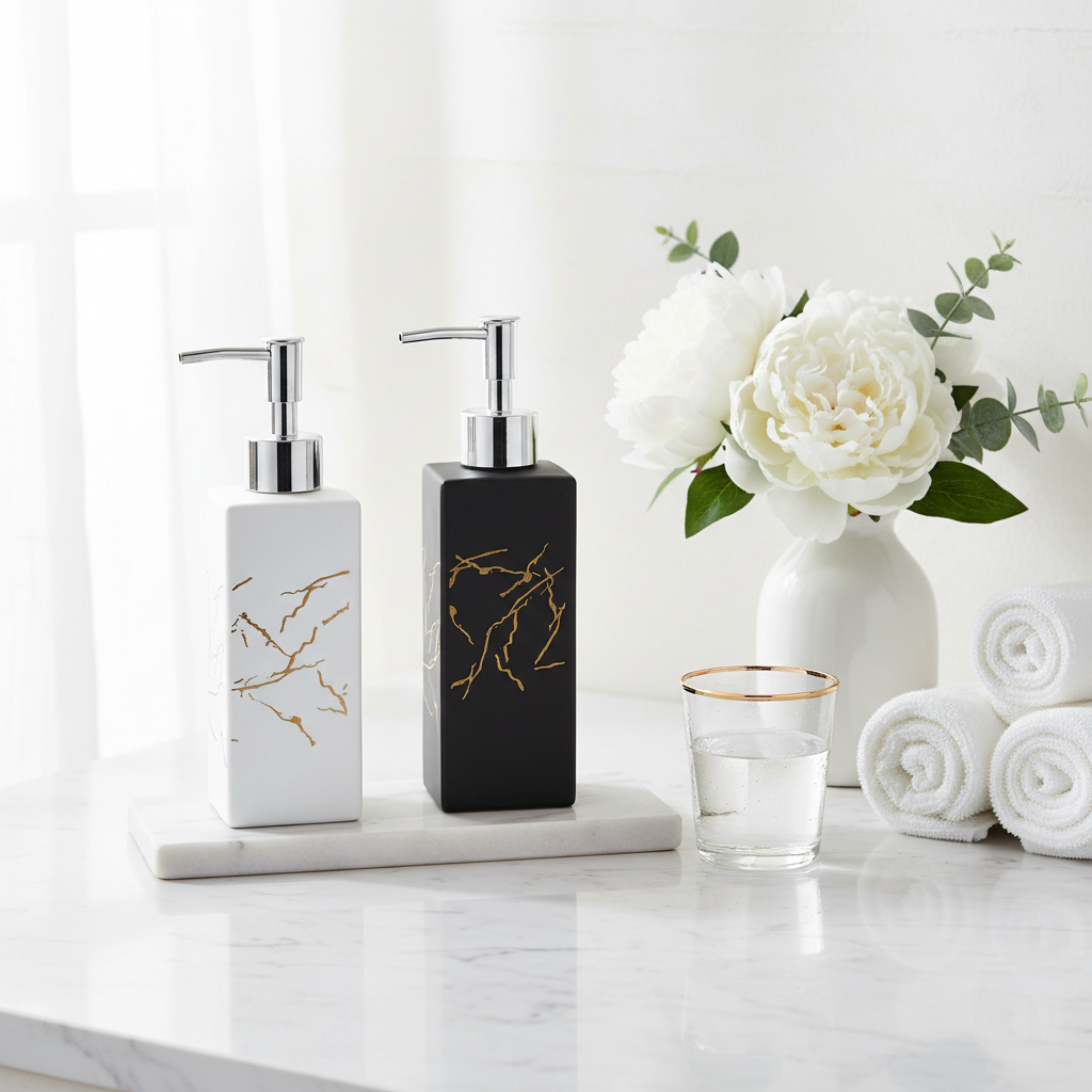 Marble Gold Soap Dispenser Lifestyle