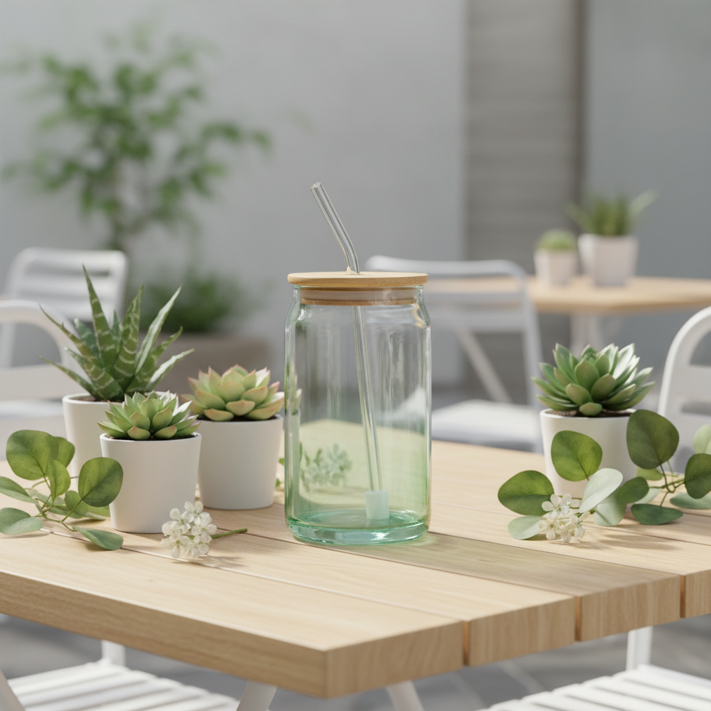 Mint Ombre Glass Cup