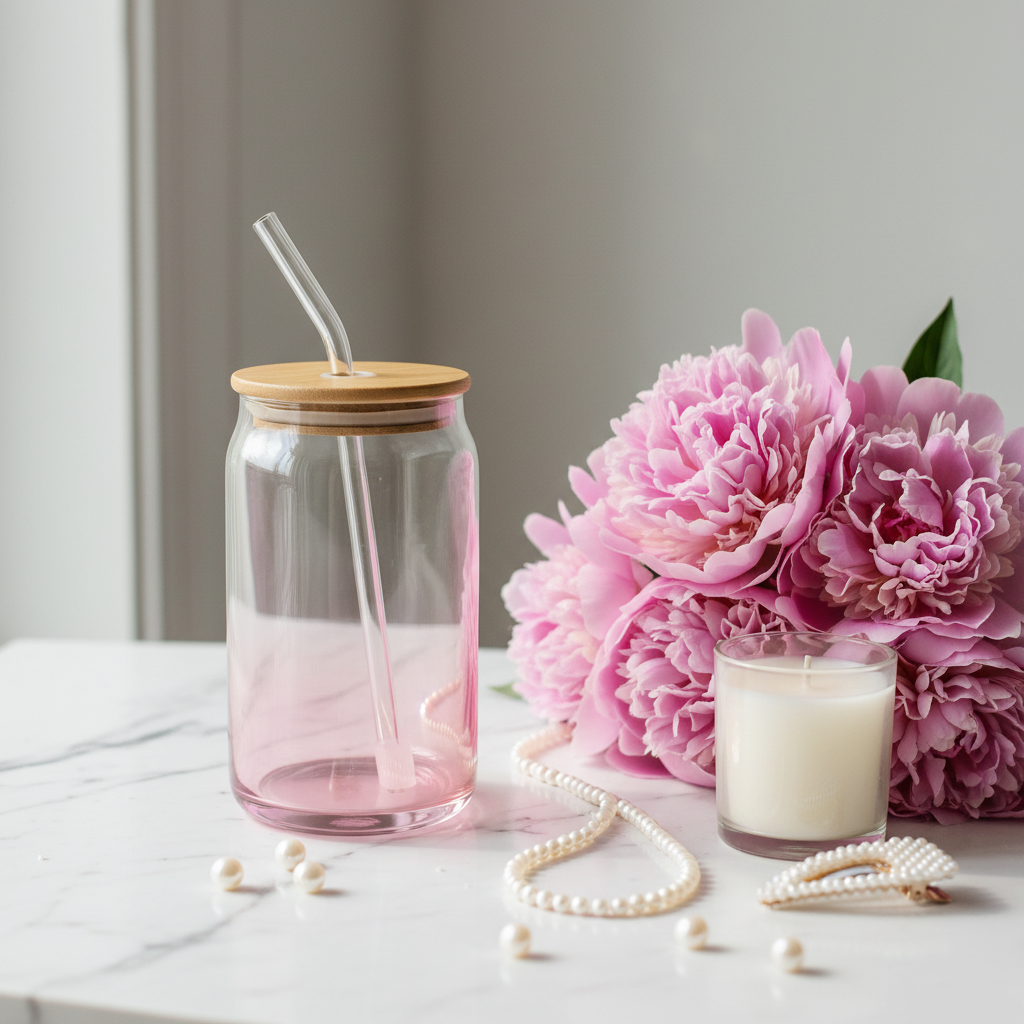 Pink Ombre Glass Cup