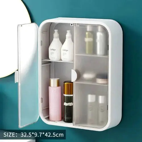 Wall-Mounted Bathroom Cabinet with Transparent Door – Punch-Free | 3 Shelves