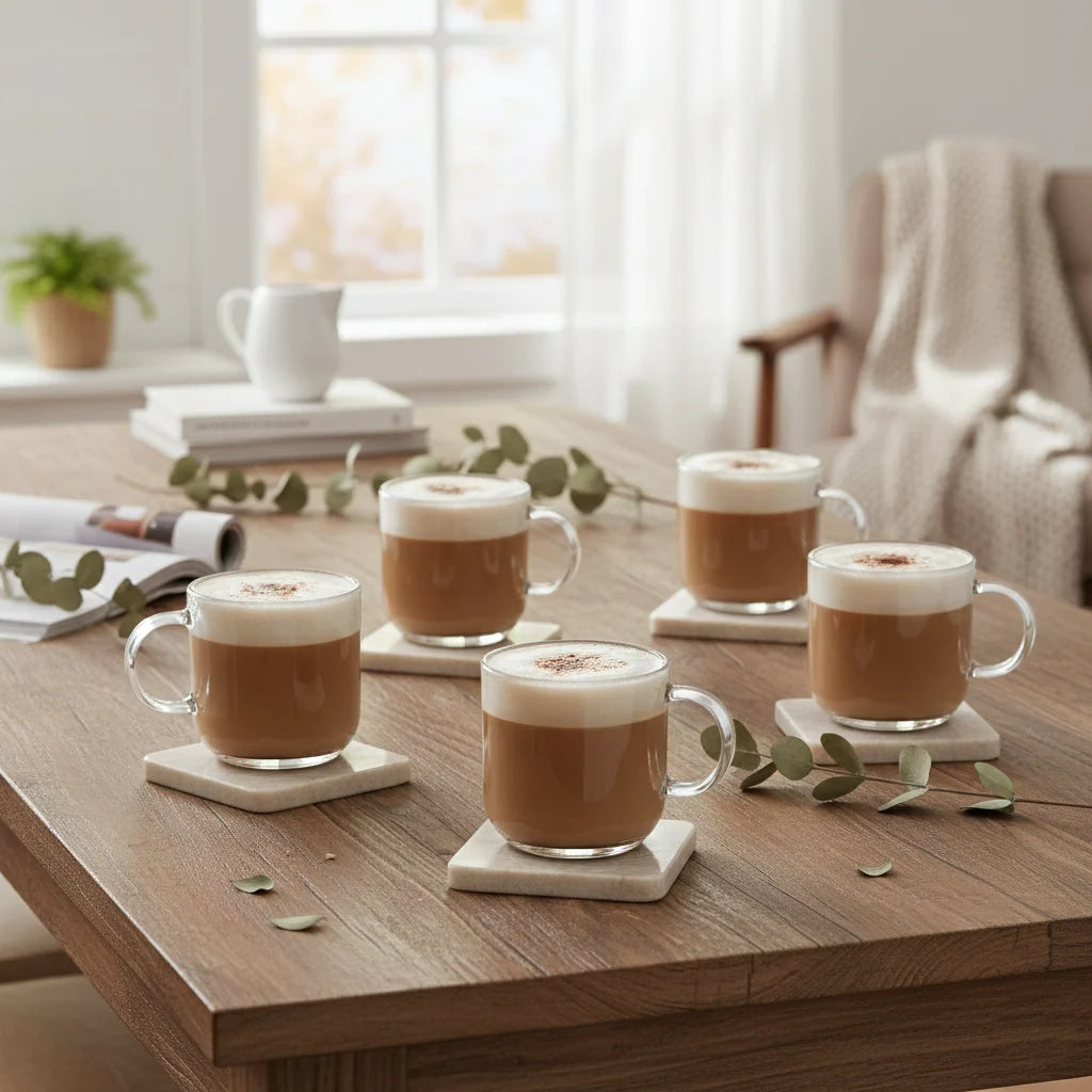Clear Glass Coffee Mugs – Set of 6