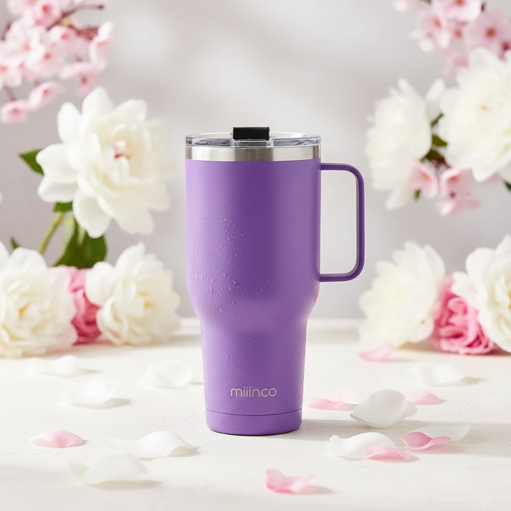 Purple Tumbler with Flowers
