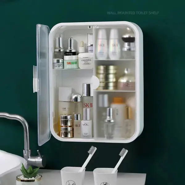 Wall-Mounted Bathroom Cabinet with Transparent Door – Punch-Free | 3 Shelves