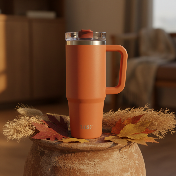 TYESO Terracotta Insulated Tumbler with Handle | 900ml | Hot & Cold
