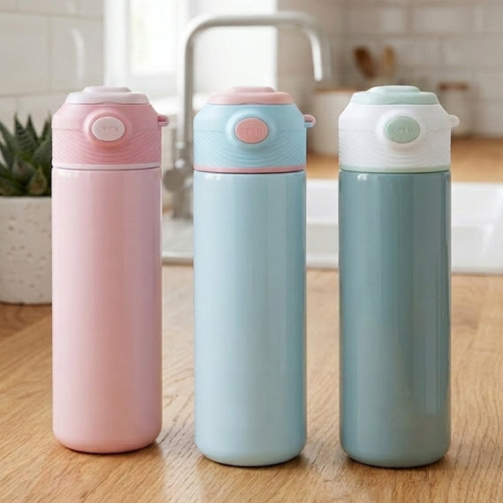 Bangda One-Press Button Thermos Flask – 3 Pastel Colors