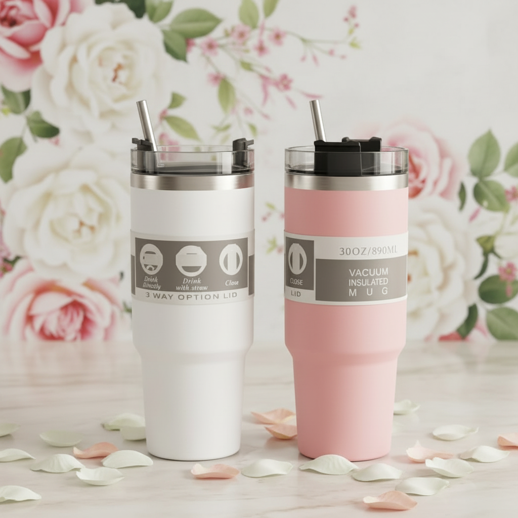 White & Pink Mugs Combined