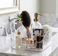 Crystal Texture Acrylic Makeup & Skincare Organizer Tray – Multi-Compartment